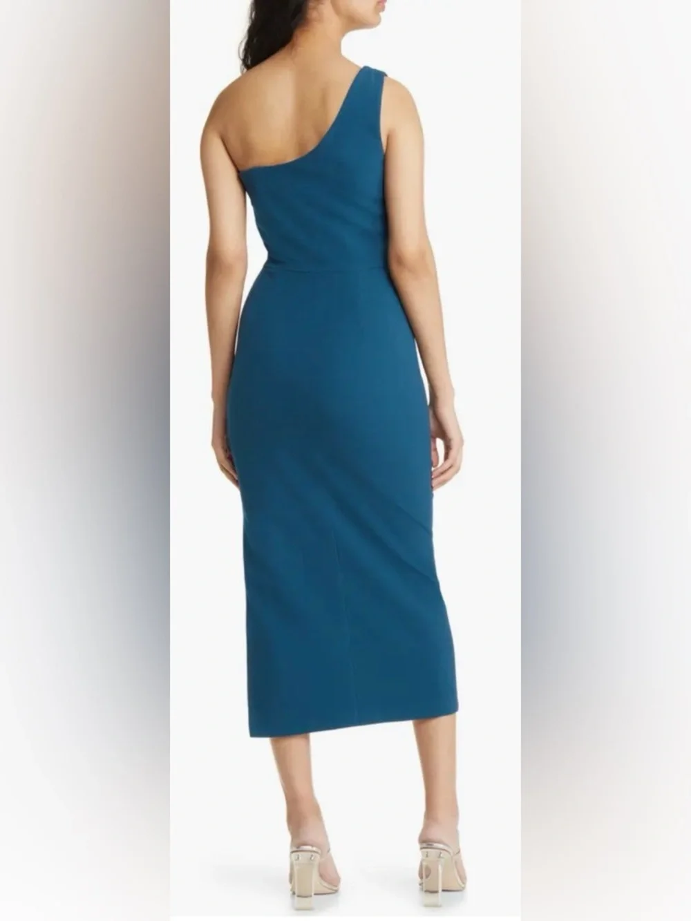 NWOT Dress the Population Magnolia One Shoulder Asymmetric Midi Dress L